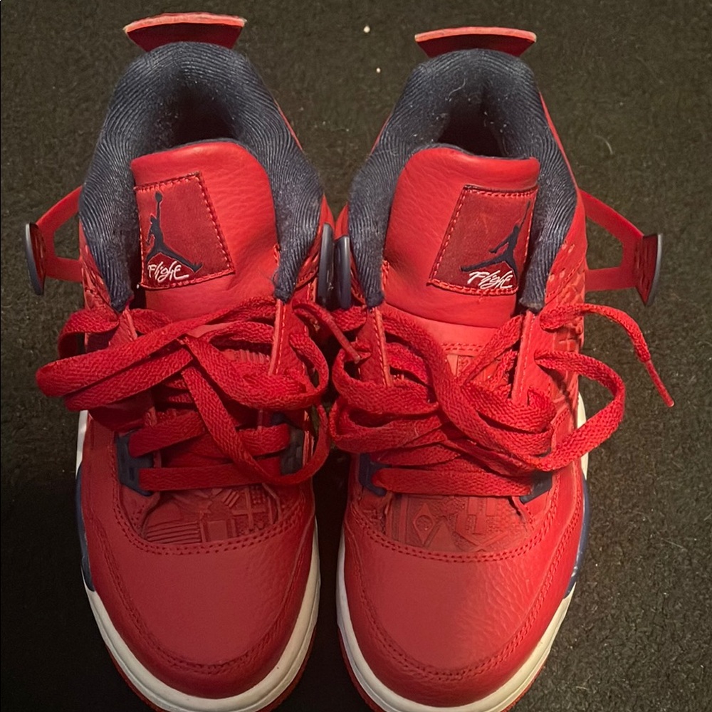 Red and Blue Sneakers with Smooth Upper and White Sole